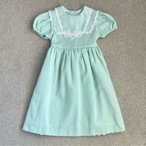 Mint green Vintage Thomas dress with lace collar, size 6